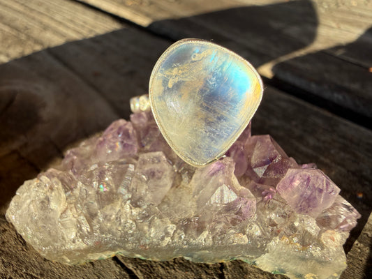 Stunning Moonstone Ring, Sterling Silver