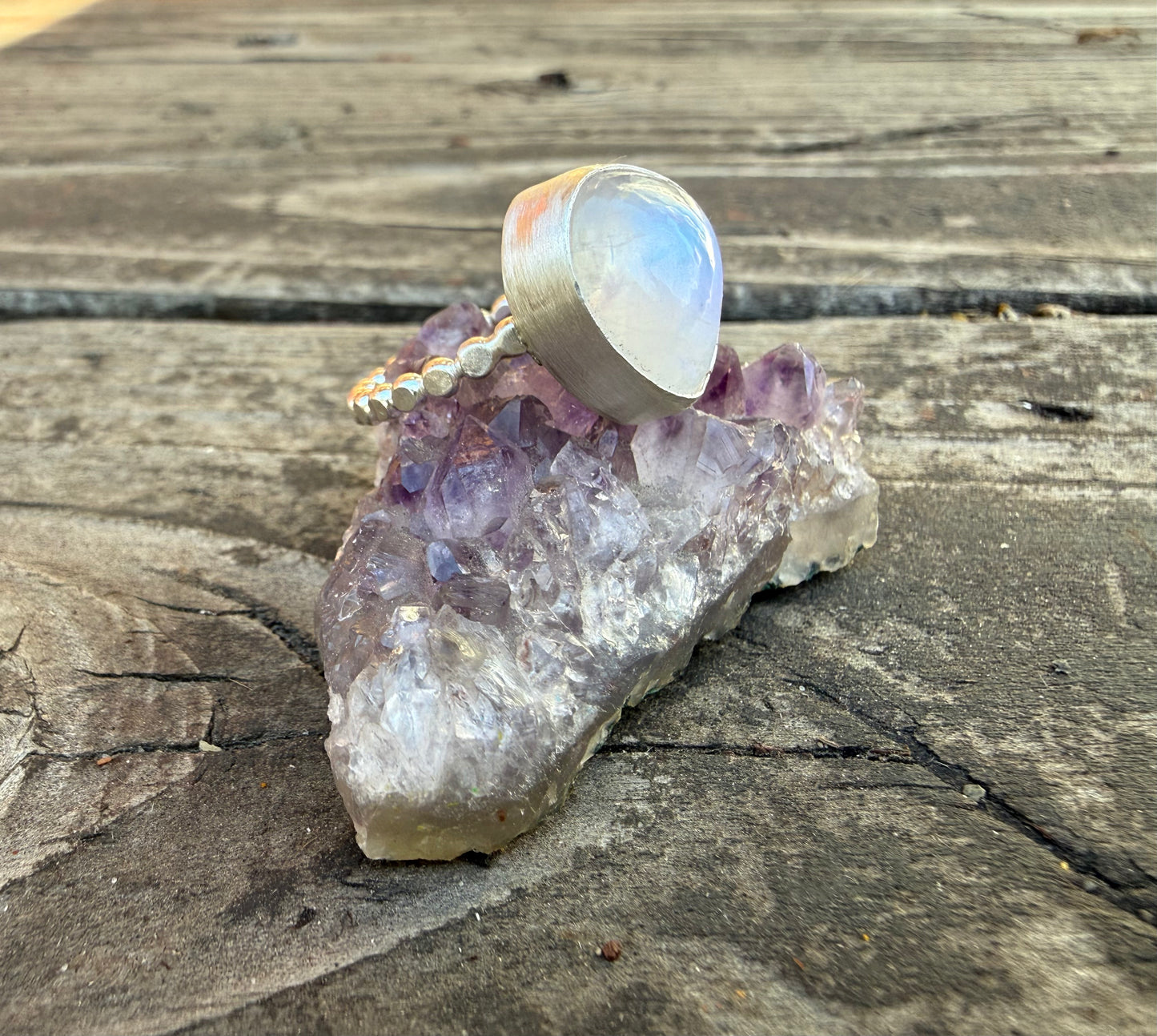 Stunning Moonstone Ring, Sterling Silver