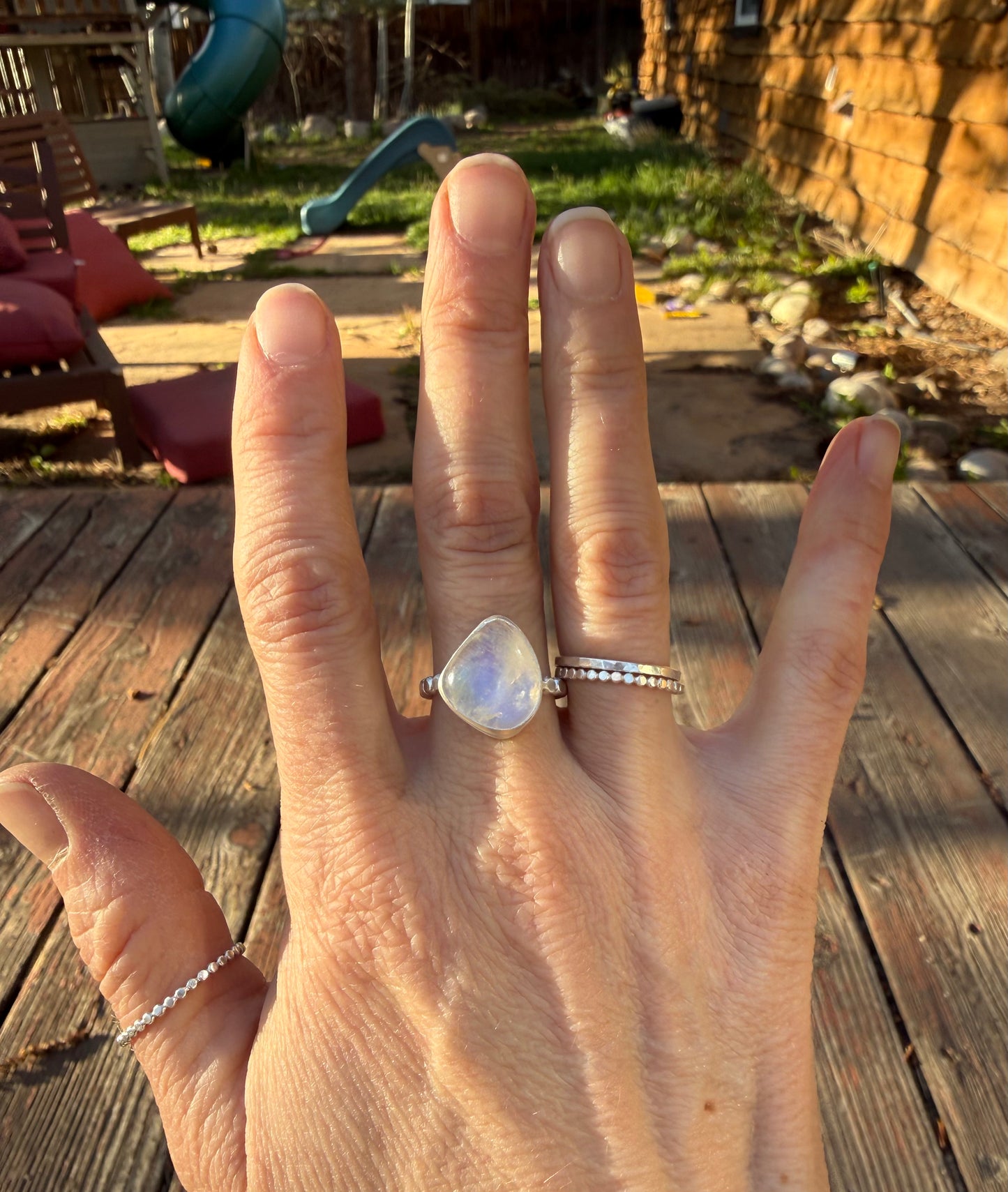 Stunning Moonstone Ring, Sterling Silver