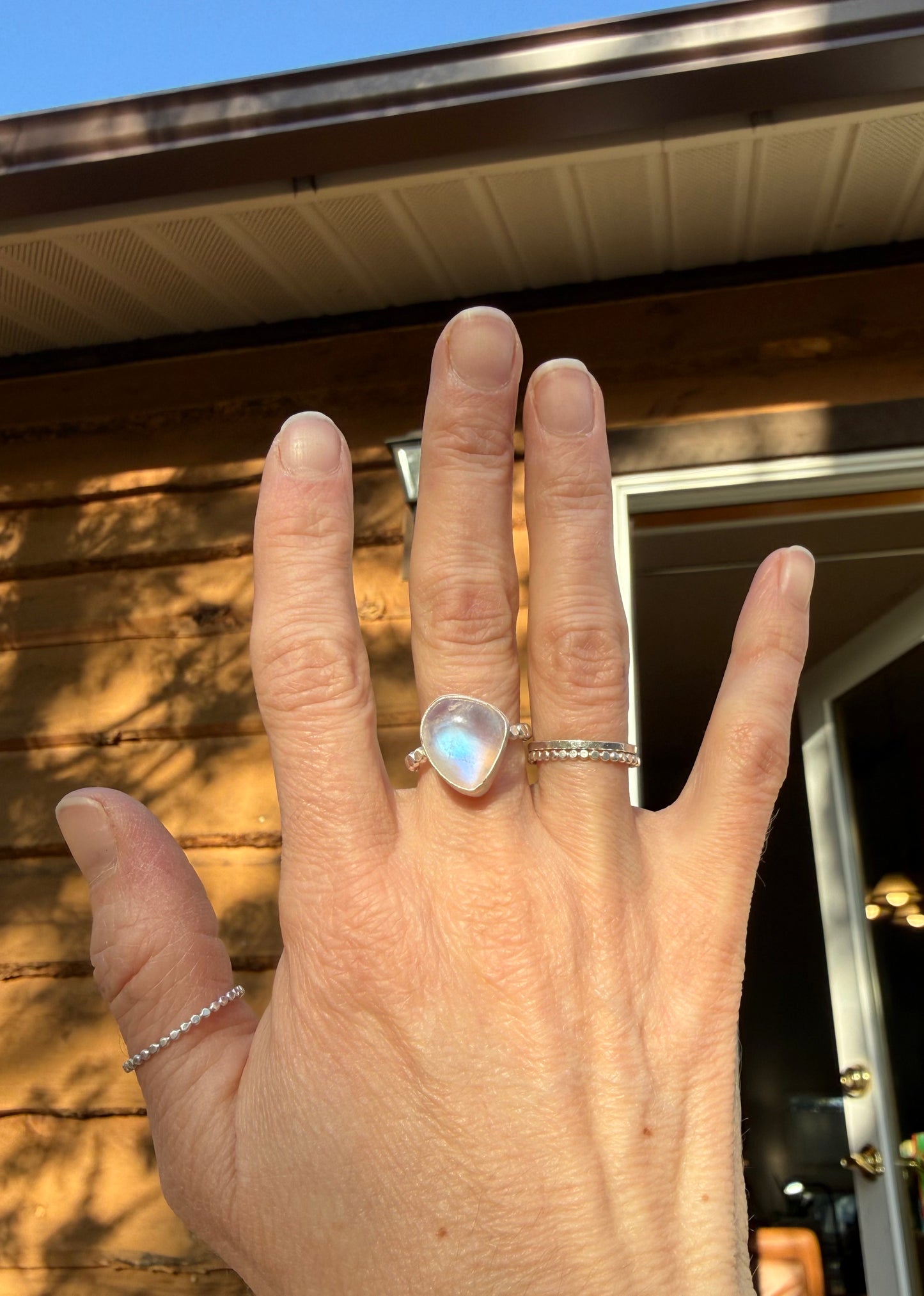Stunning Moonstone Ring, Sterling Silver