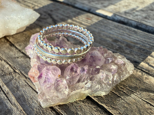 Sterling Silver 1.5mm Beaded Stacker